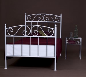 łóżko metalowe białe jednoosobowe